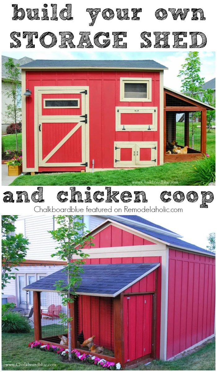 Handmade Chicken Coop with Attached Storage Shed - looks great and keeps the chickens safe!