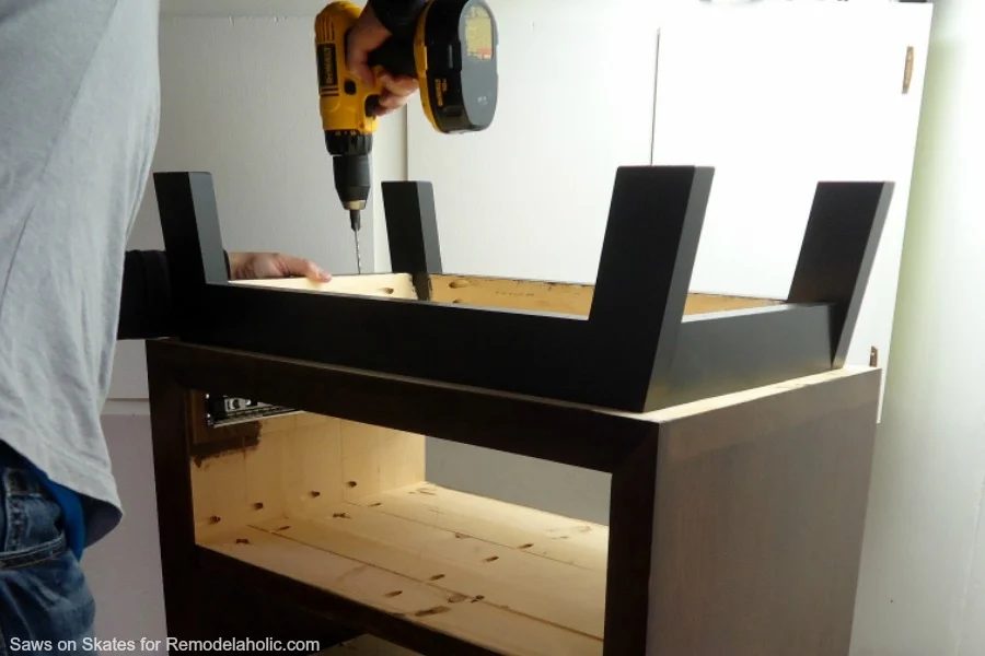 Chunky Nightstand Saws On Skates Leg Installation