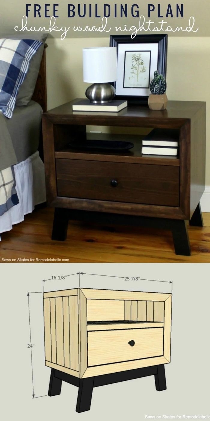 Learn to Build This Chunky Solid Wood Nightstand | Free Building Plan And walkthrough | Mid-Century Modern | Bedside Table | Bedroom Storage