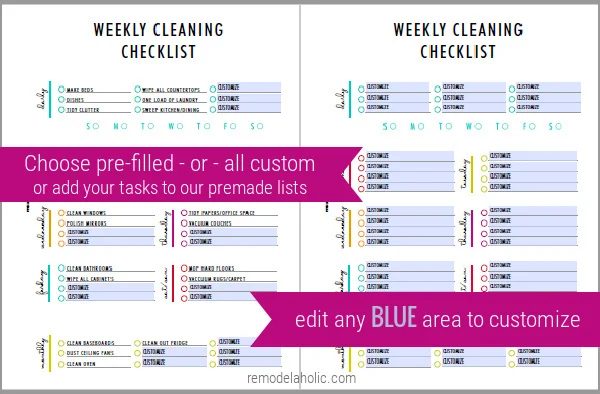 Editable Cleaning Schedule Weekly Checklist Binder, Bekob