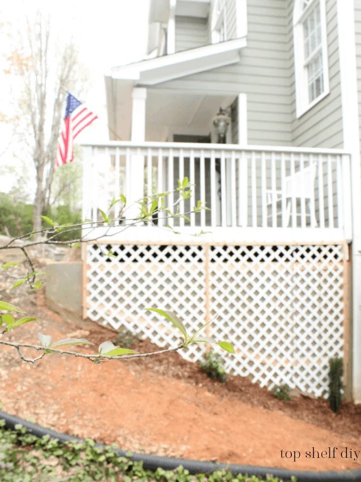 How To Install A Wood Trellis For Roses And Flowers Along A Concrete Porch Foundation Wall, Top Shelf Handmade On Bekob