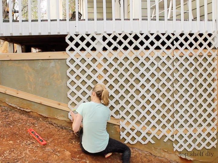 How To Install Lattice Trellis For Flowers To Cover Exterior Concrete Wall Porch Foundation, Top Shelf Handmade On Bekob