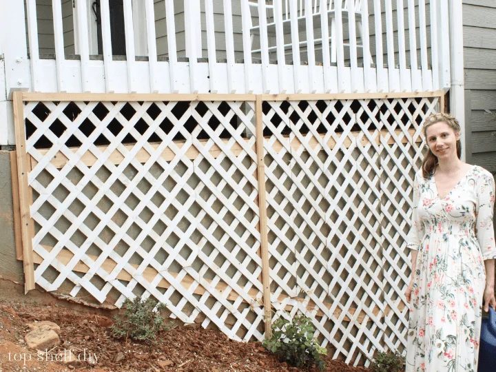 Finished Handmade Climbing Rose Trellis To Cover An Exterior Concrete Foundation Wall, Top Shelf Handmade On Bekob