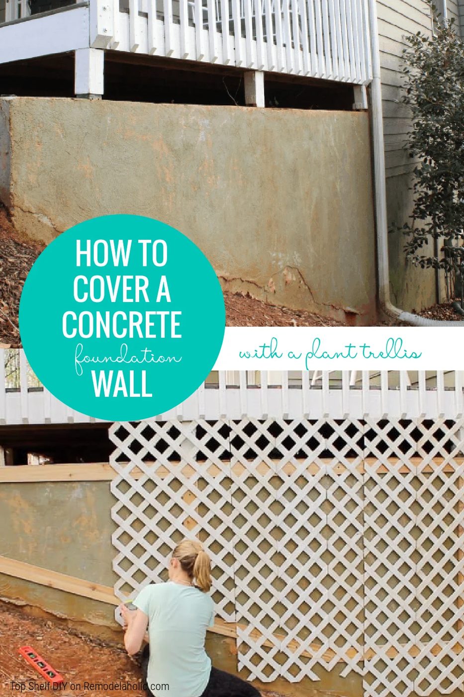How To Cover A Concrete Foundation Wall With An straightforward Handmade Plant Trellis Wall, Top Shelf Handmade On Bekob