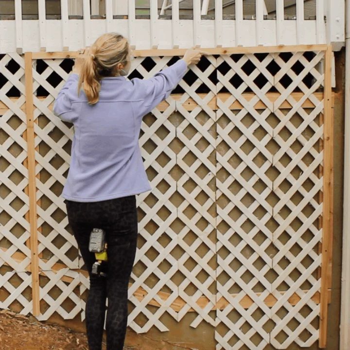 Install Trim For Handmade Climbing Rose Trellis On Concrete Foundation Wall, Top Shelf Handmade On Bekob