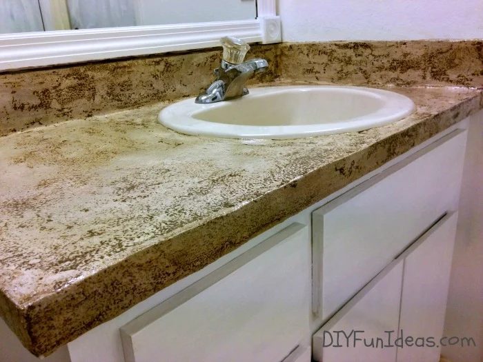 Jenise Handmade Fun options - Handmade concrete overlay vanity countertop, stained and sealed, review