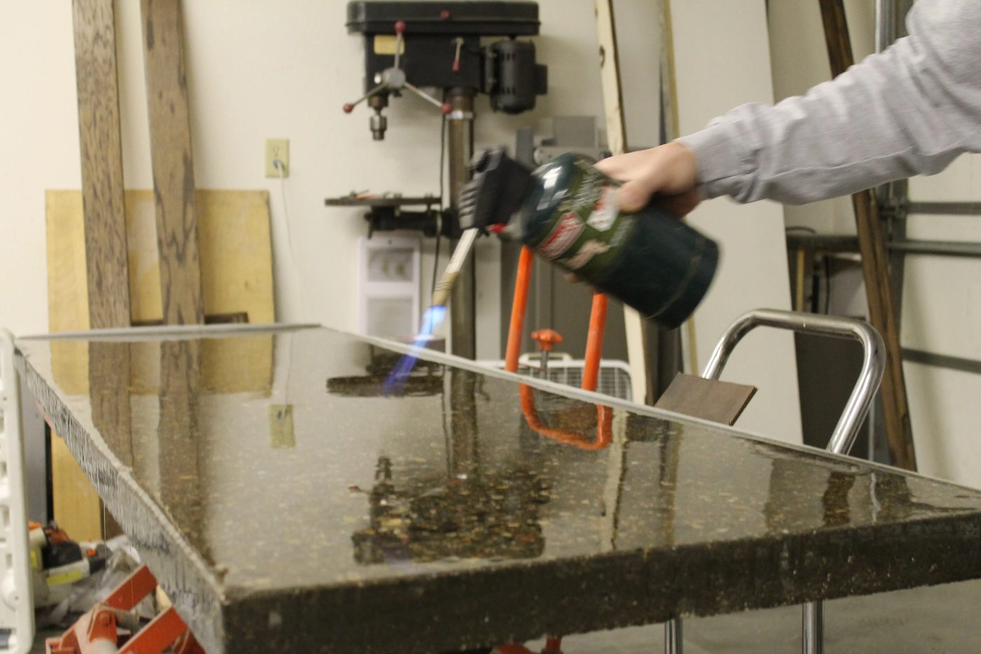 how to make your own solid concrete Handmade countertops with forms and tinted concrete (9)