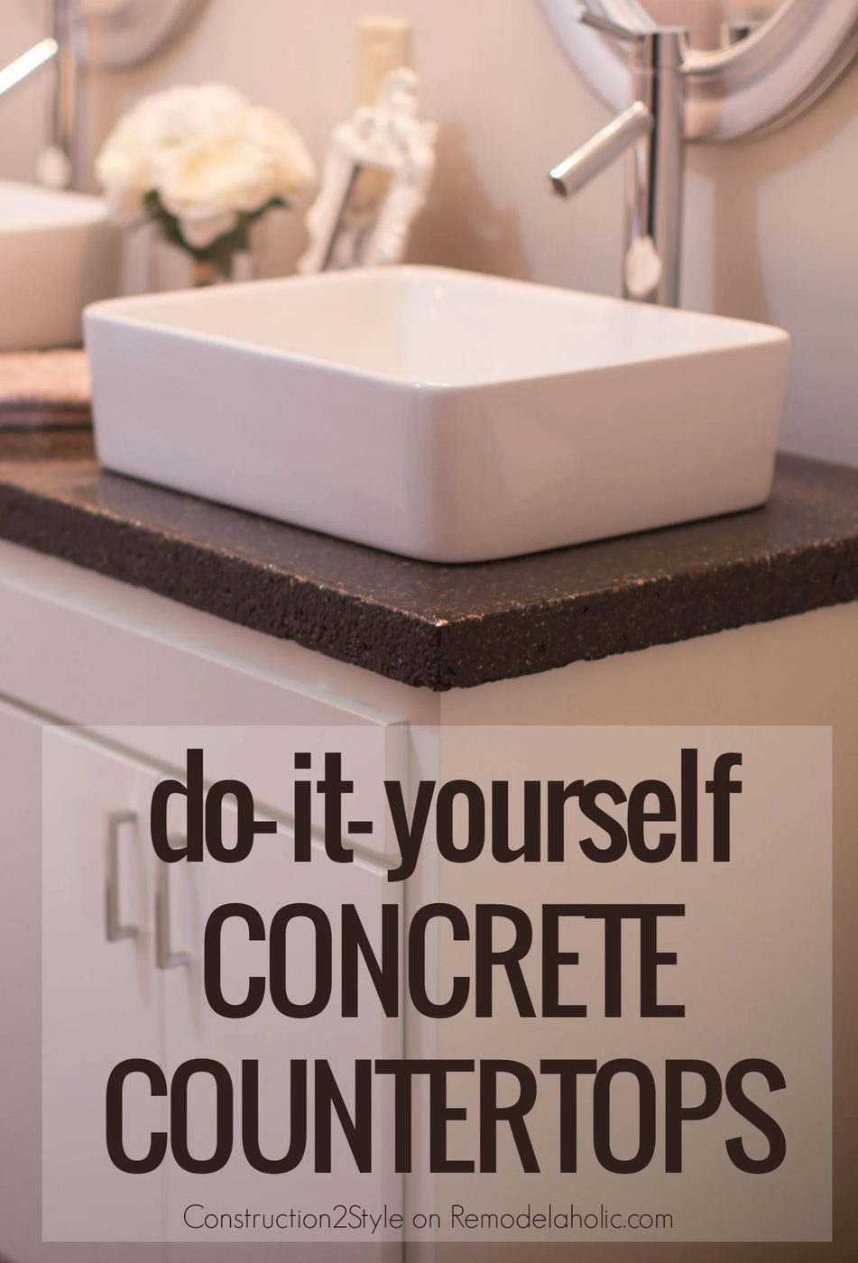 Handmade Concrete Countertops walkthrough -- they tinted them charcoal for a darker look @Bekob