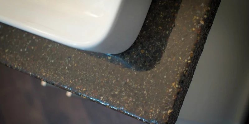 Handmade Concrete Countertops in a striking Master Bathroom Renovation