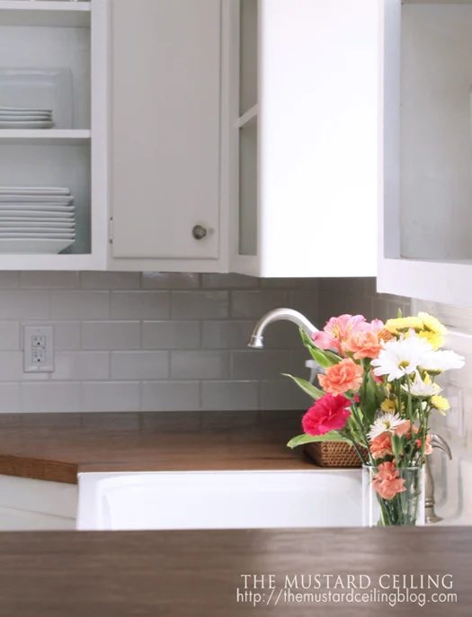 Handmade wood countertops from old wood doors, The Mustard Ceiling on @Bekob