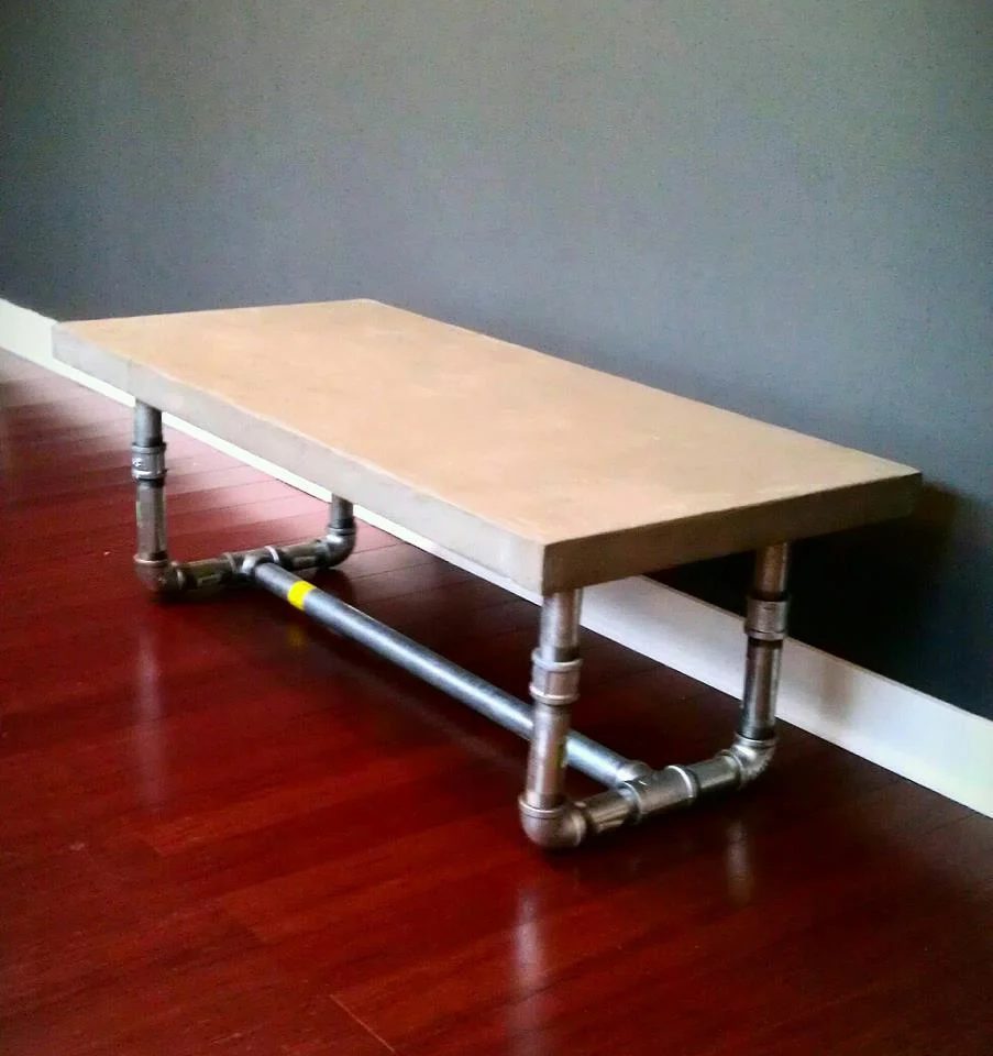 concrete coffee table with pipe legs, Handmade My Homes
