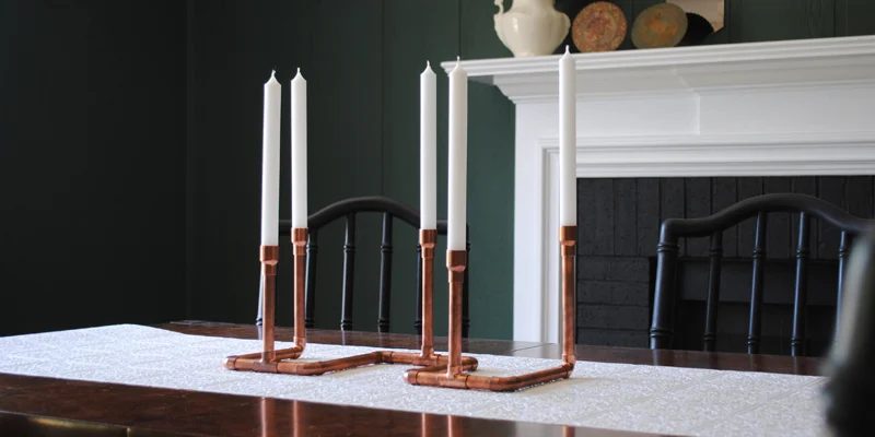 Handmade Copper Pipe Candelabra