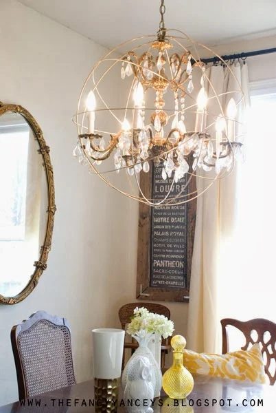 How to create a crystal orb chandelier like Restoration Hardware | Vintage Romance Style featured on Bekob.com #knockoff #chandelier #lighting #handmade