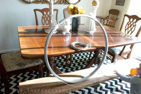 use fencing wire to create crystal orb chandelier