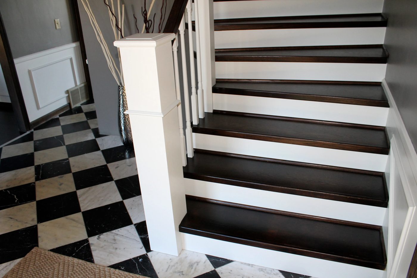 carpet to paint and wood staircase and handrail remodel - Construction2Style via @Bekob