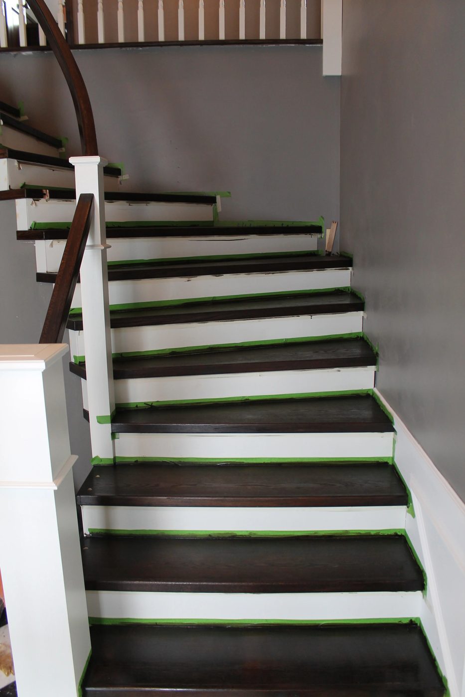 painted and stained staircase remodel in process - Construction2Style via @Bekob
