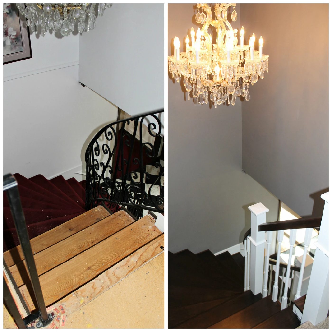 curved staircase from carpet to wood with new railing - Construction2Style via @Bekob
