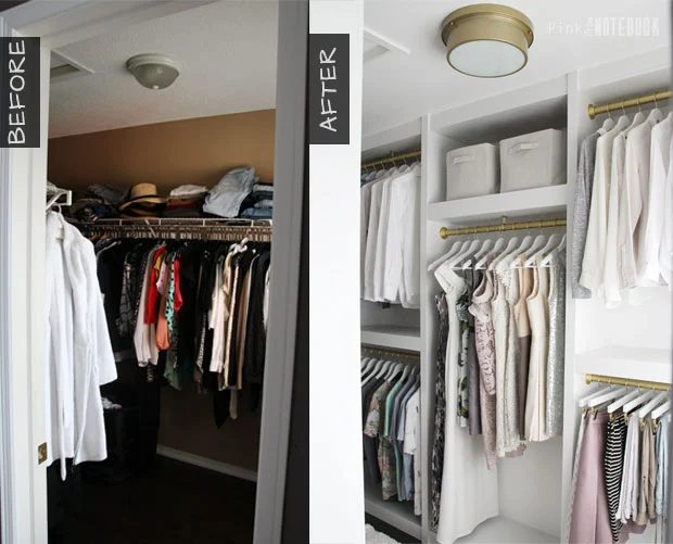 Handmade Custom Walk In Closet Before And After, Pink Little Notebook Featured On #Bekob