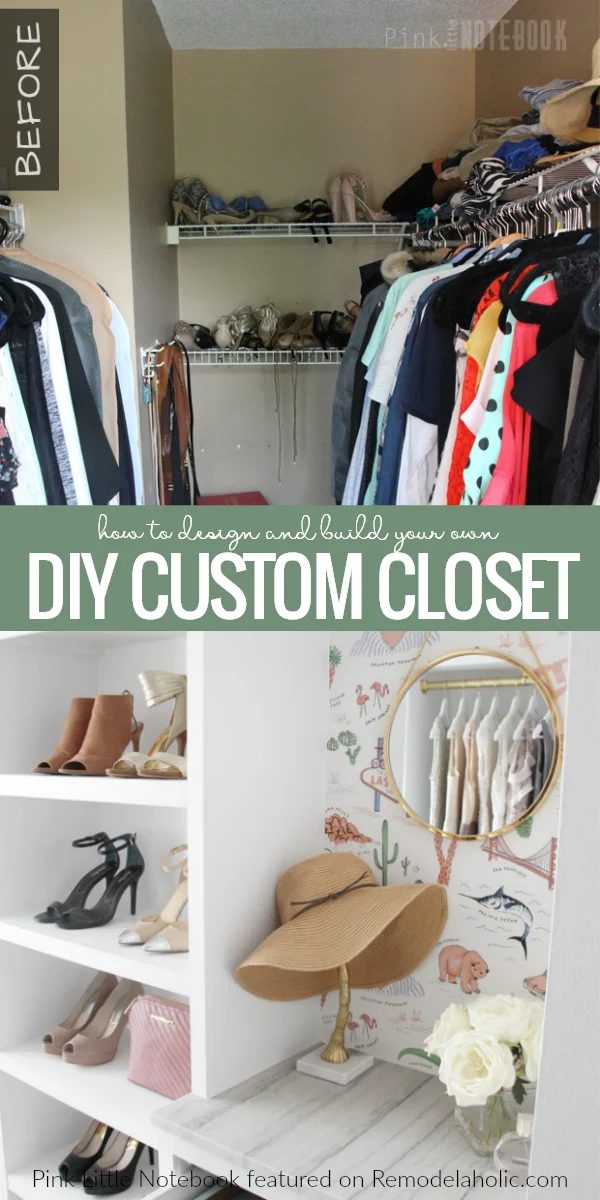 How To Design And Built Your Own Custom Closet Organizer From Plywood In A Basic Walk In Closet, Pink Little Notebook Featured On #Bekob