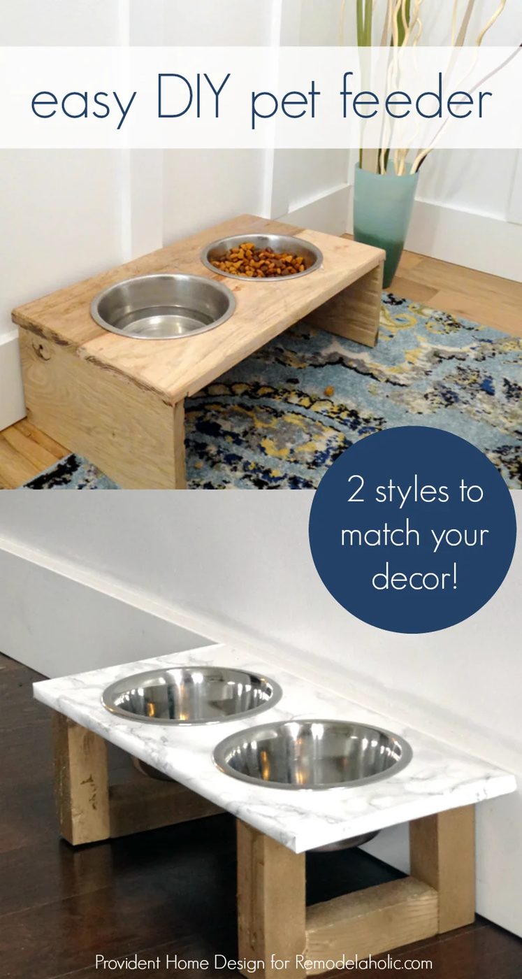 straightforward Handmade pet feeder, in either rustic or modern style, to fit your decor. Great first-time project. @Bekob
