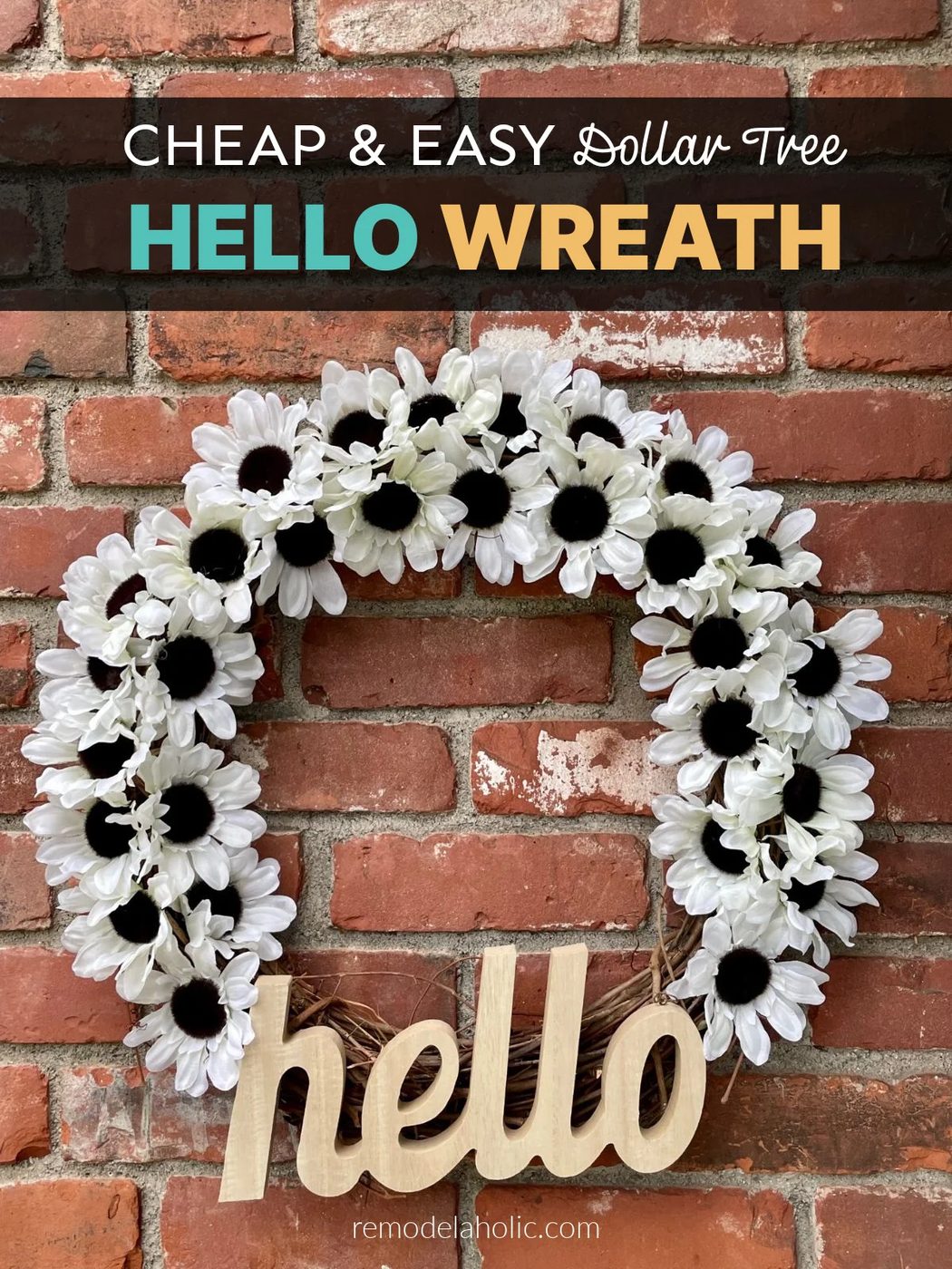 Handmade Dollar Tree Hello Wreath With Flowers walkthrough, Bekob