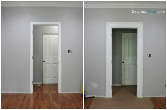 add molding to create thicker chunky door trim and frame - Sawdust Girl
