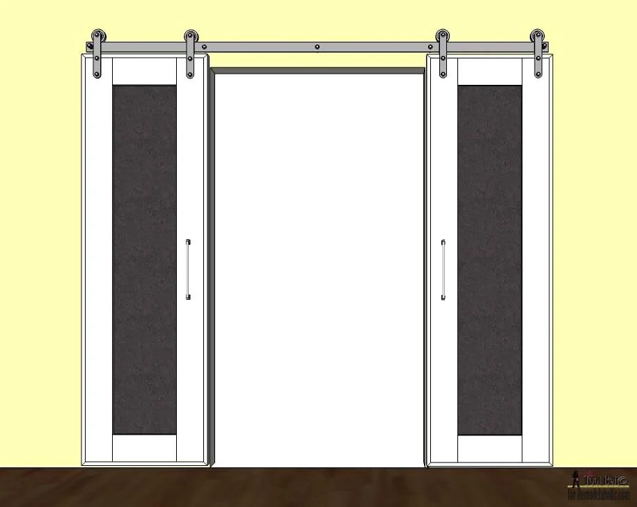 Combine two fun home decor trends, sliding barn doors and chalkboards. Build Handmade sliding message doors with free plans on @Bekob.