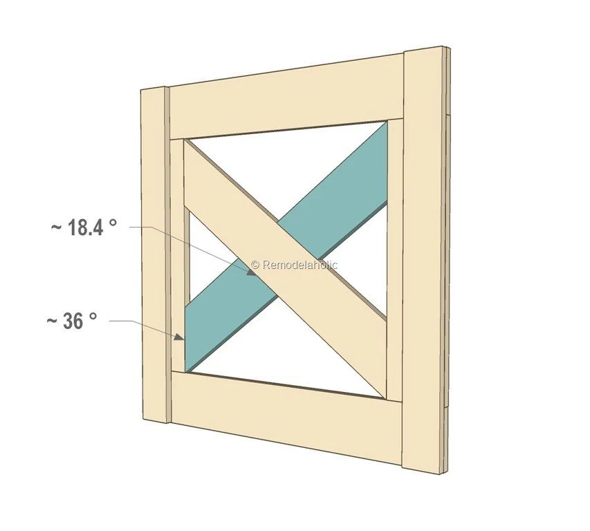 Handmade Dutch Door Building Plan Instructions -Step 4, Cut Cross Brace X -Bekob - Handmade dutch door barn door baby gate - how to mark and cut X crossbraces accurately