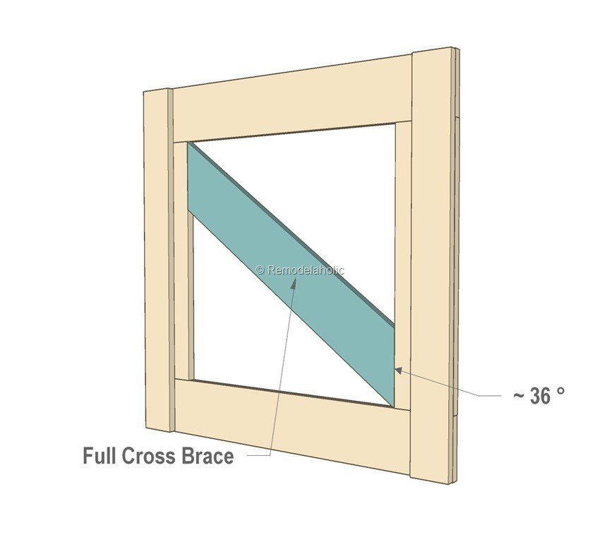 Handmade Dutch Door Building Plan Instructions -Step 4, Cut Full Cross Brace X -Bekob