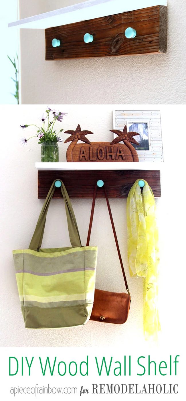 Handmade Wood Wall Hanging Shelf ApieceofRainbowblog