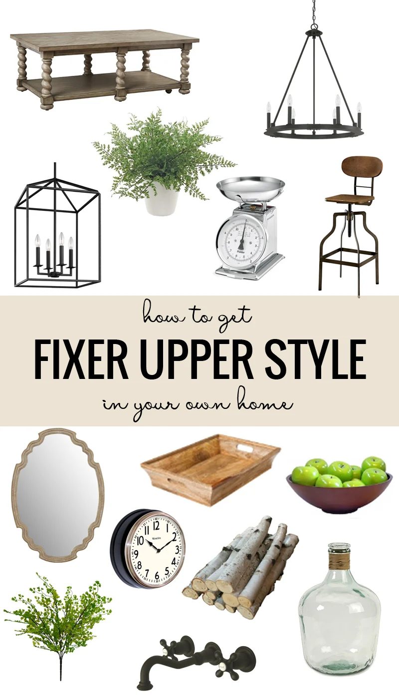 Learn direct tips and tricks for getting the Fixer Upper style in your own home. Includes a shopping guide for home decor used in the show and other farmhouse elements!