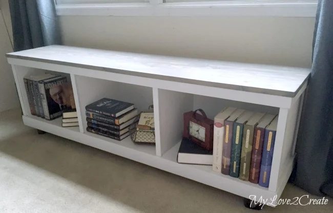 MyLove2Create low-cost Cabinet Into Nice Bench Inside With Books