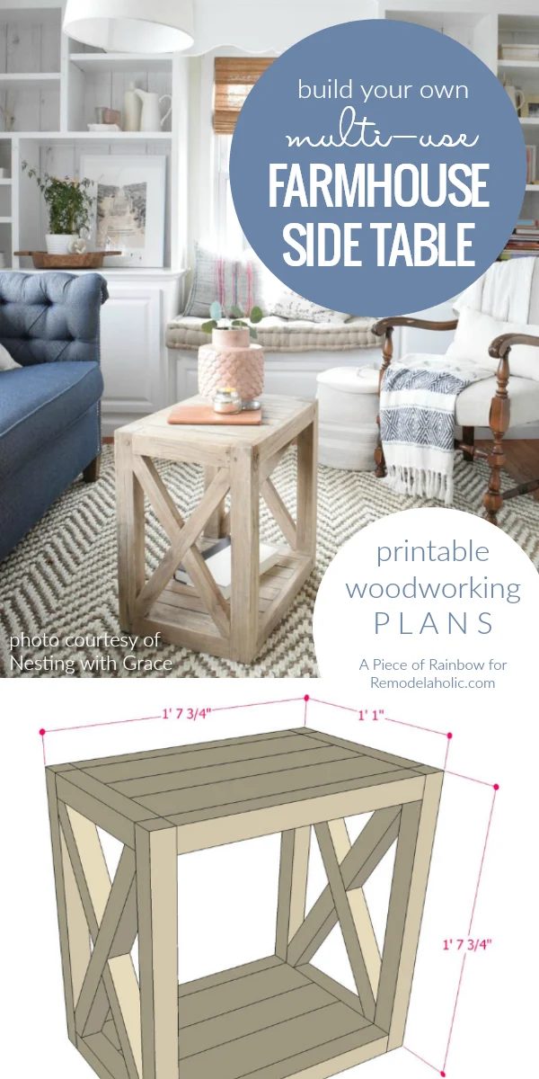 Handmade Farmhouse End Table Woodworking Plans, Build A Handmade Side Table For $20, Bekob