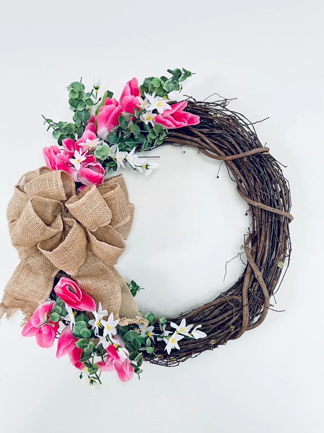 How To Make A Tulip Wreath, Handmade Dollar Tree Farmhouse Spring Wreath, Bekob (9)