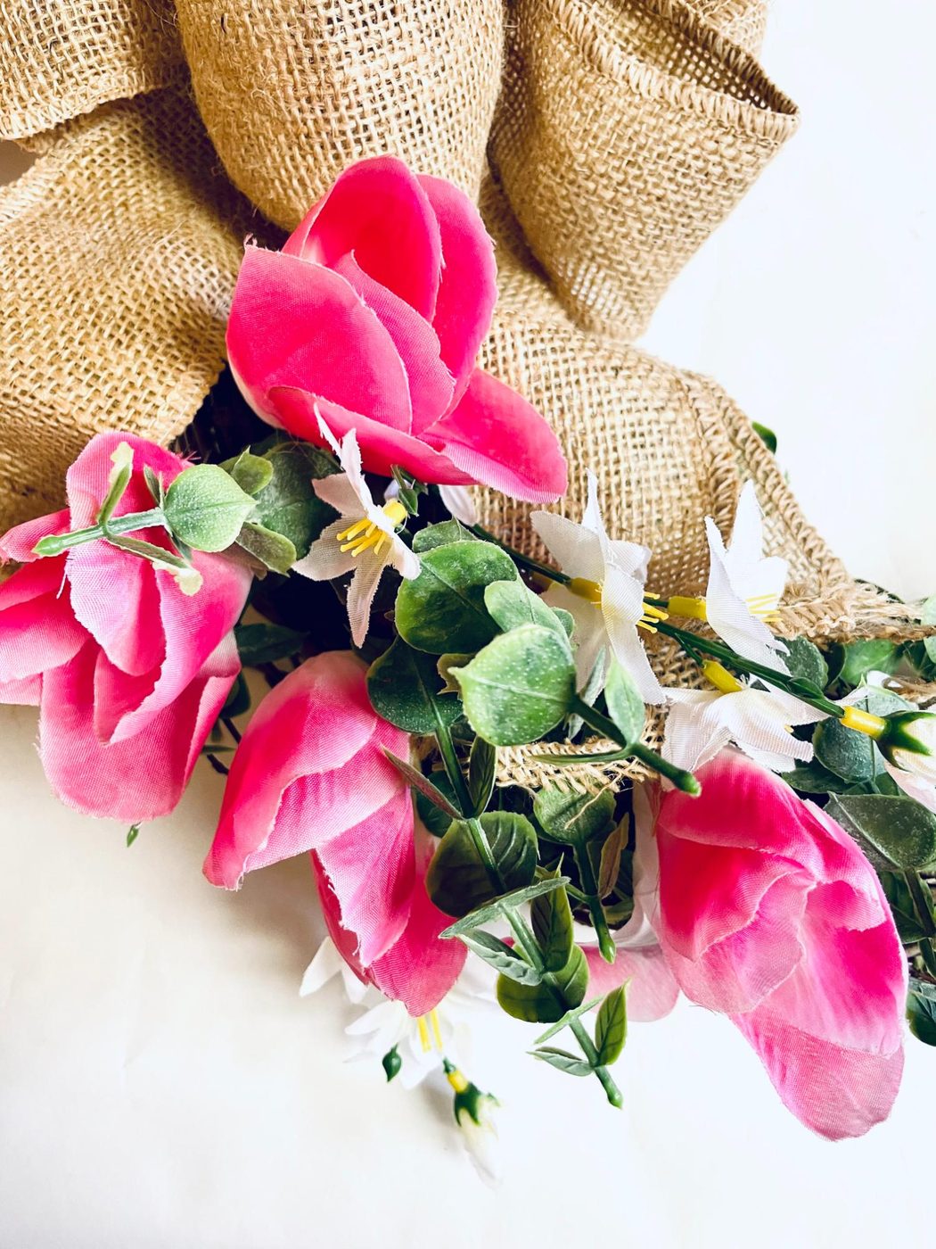 How To Make A Tulip Wreath, Handmade Dollar Tree Farmhouse Spring Wreath, Bekob (5)