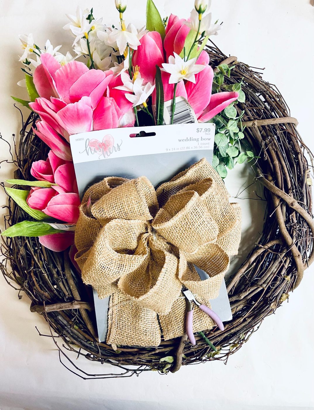 How To Make A Tulip Wreath, Handmade Dollar Tree Farmhouse Spring Wreath, Bekob (2)