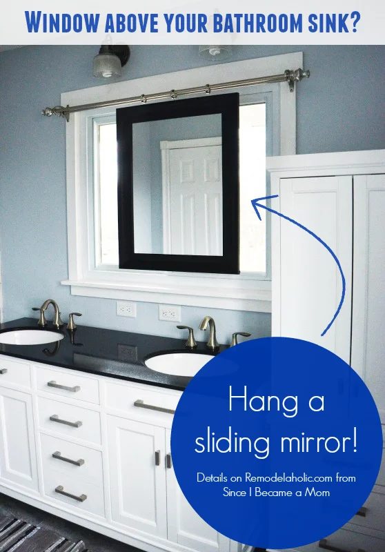 Hang a sliding mirror over a bathroom window above the sink @Bekob