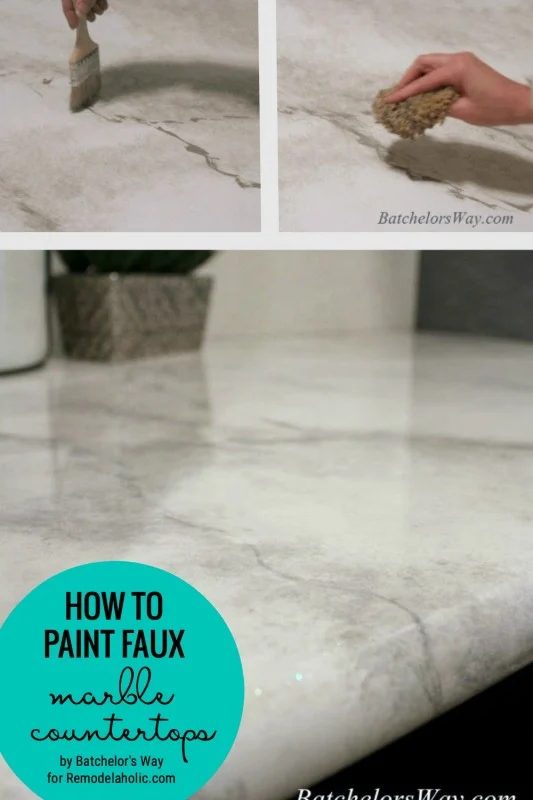Learn How To Paint Faux Marble Countertops For Around 30 Featured On Bekob.com 533x800