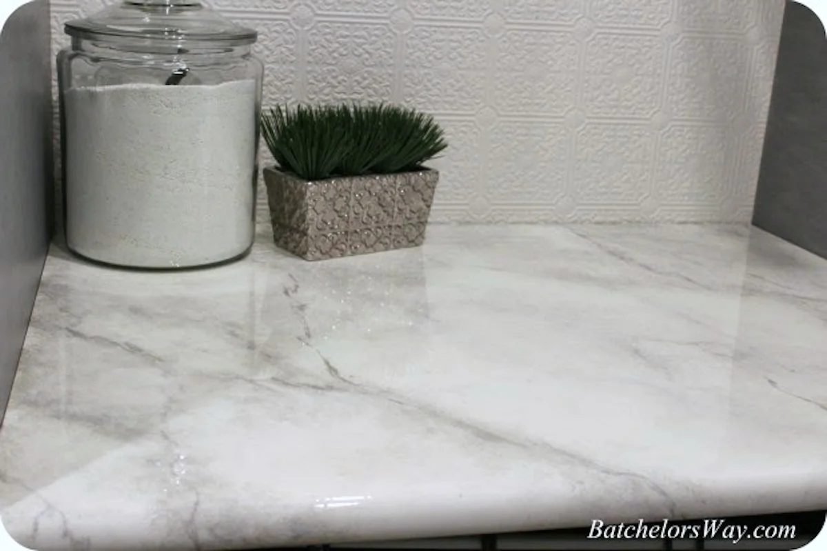 How To Paint A Faux Marble Finish Countertop Batchelors Way On Bekob