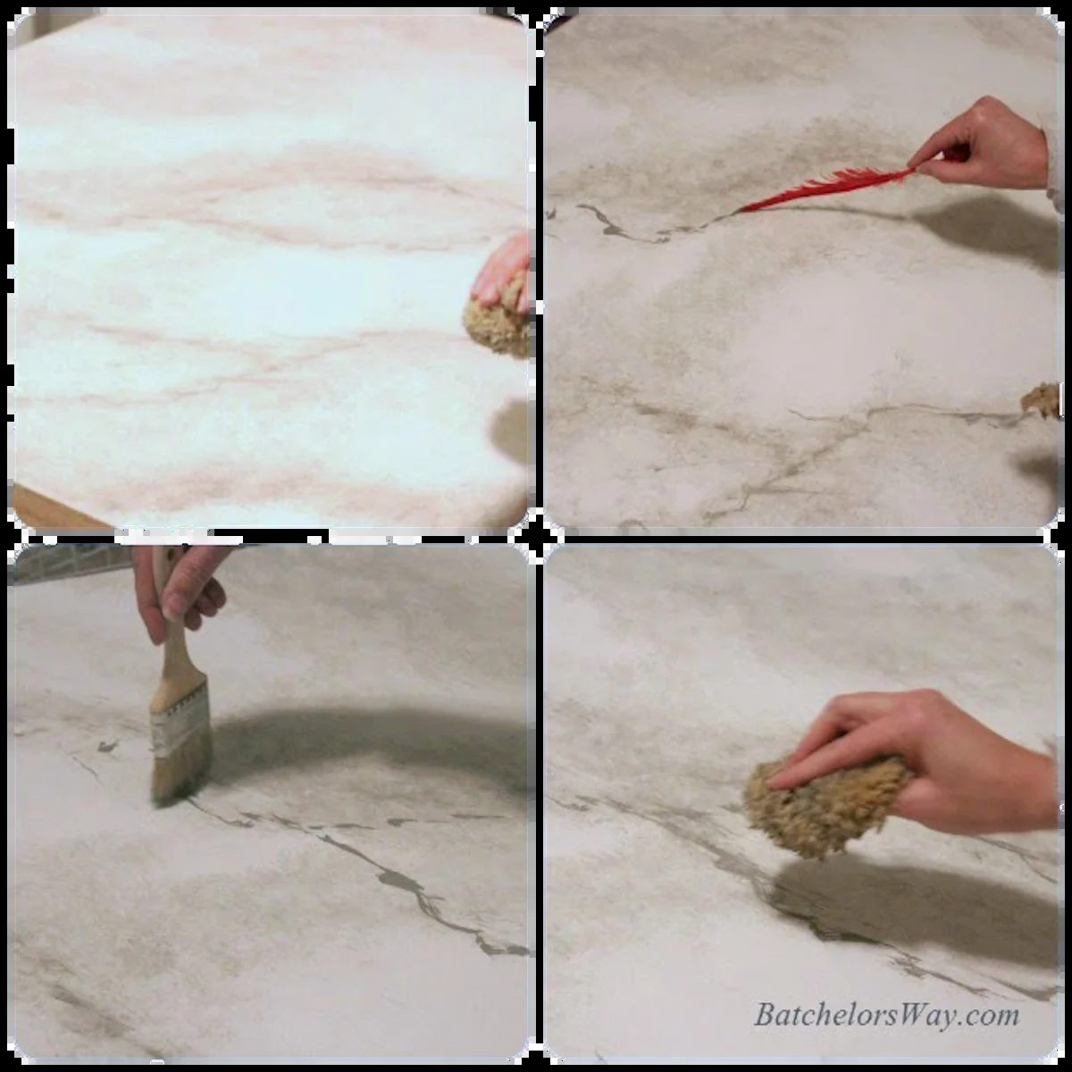 How To Paint Faux Marble Countertop Batchelors Way On Bekob
