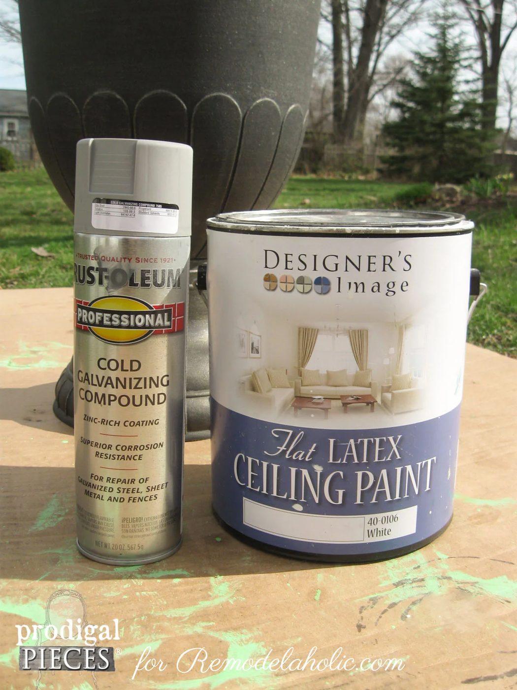 Handmade Faux Zinc Finish on a Garden Urn Planter by Prodigal Pieces for Bekob