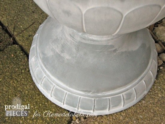 Handmade Faux Zinc Finish on a Garden Urn Planter by Prodigal Pieces for Bekob