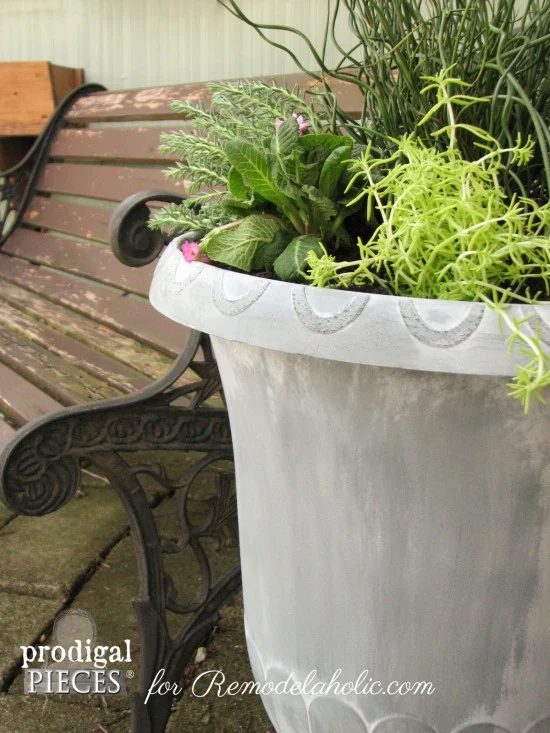 Handmade Faux Zinc Finish on a Garden Urn Planter by Prodigal Pieces for Bekob