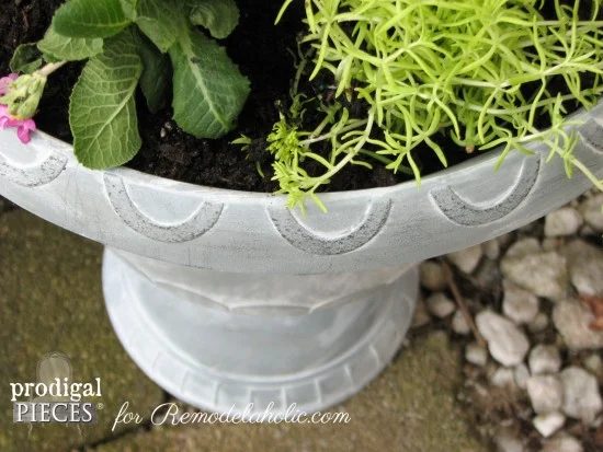 Handmade Faux Zinc Finish on a Garden Urn Planter by Prodigal Pieces for Bekob