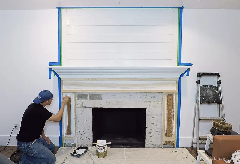 Handmade Fireplace Makeover Part Two: KILZ Priming and Painting