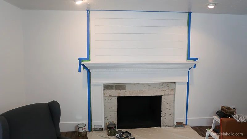 Handmade Fireplace Makeover Fireplace Mantel Prime And Paint 1 (2)