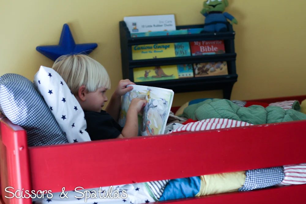 Land of Nod copycat book bin, Scissors and Spatulas via Bekob.com