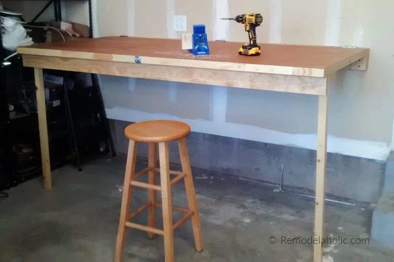 straightforward Handmade Wall Mounted Folding Table Workbench from a Door