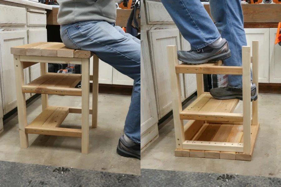 Build a Flip-Over 2×4 Bar Stool Step Ladder AKA Hoosier Step Stool