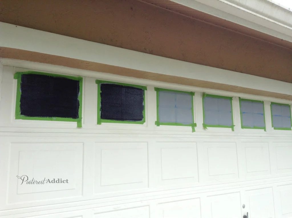 faux painted windows - garage door makeover - A Pinterest Addict